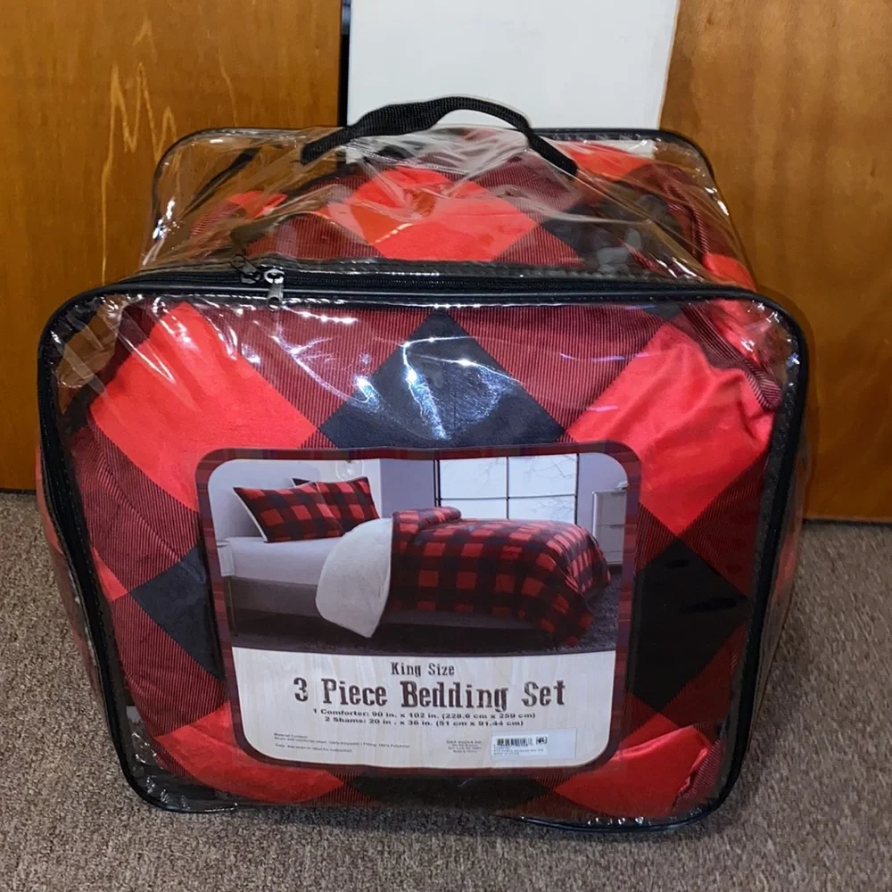❤️🤍🖤♥️ NWT King Size 3PC Plaid Bedding Set